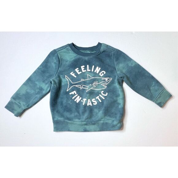 2/$12 Old Navy Crewneck Blue Tie Dye Shark Graphic Sweatshirt Toddler sz 2T - Picture 1 of 8